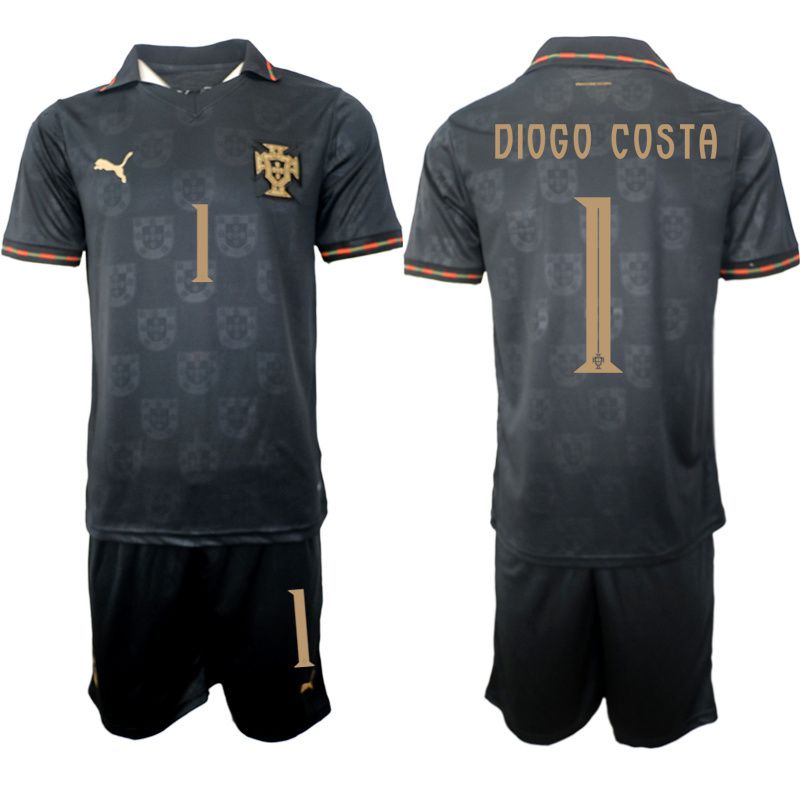 Men 2026 World Cup National Team Portugal away Black #1 Soccer Jersey
